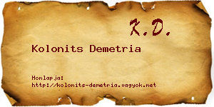 Kolonits Demetria névjegykártya